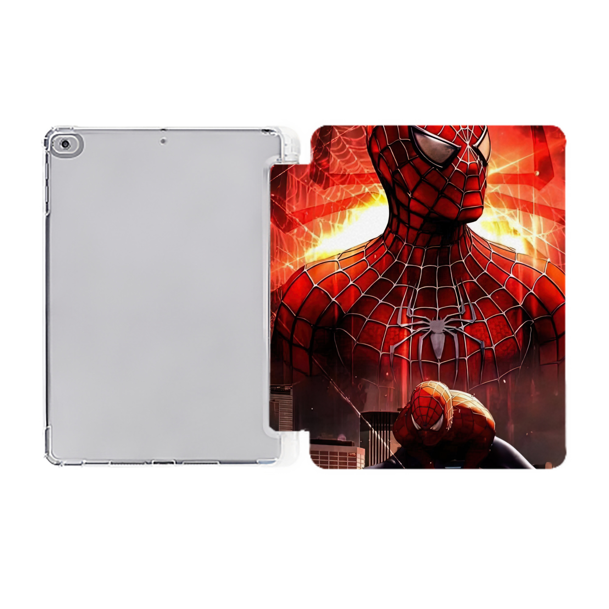 Spider Man スパイダーマン IPad ケース ペン収納付き 三つ折りスタンド PUレザー×シリコン 対応機種9.5/10.5/10.9インチ